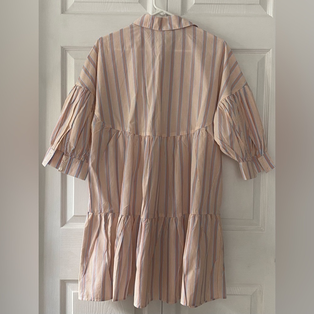NWT Mango “Gabriela” Striped 100% Cotton Puff Sleeve Dress Size 6 - Picture 12 of 15